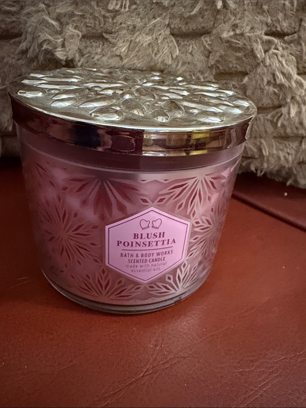 Bath & Body Works Blush Poinsettia Candle - Pink with Silver Lid